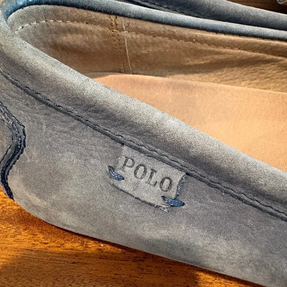 Polo Ralph‎ Lauren Driving Loafers Blue Leather Men Size 11.5 D Woodley Moccasin - Picture 4 of 11